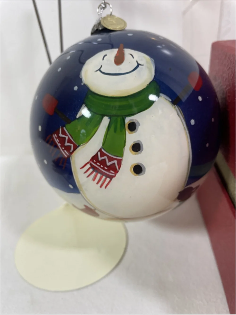 Pier 1 Li Bien Hand Painted Glass Christmas Ornament Santa Snowman Reindeer 2014